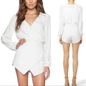 Lovers + Friends Radiance White Ivory Long Sleeve Skort Romper Size S